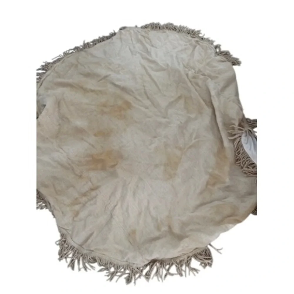 Ballard Discolored Crafts Fringed Burlap Tablecloth 90